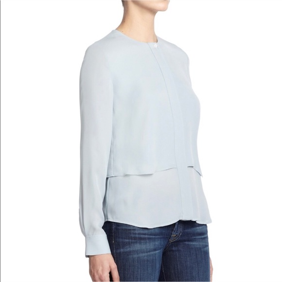 Theory Blue Gentalla Double Georgette Blouse - Picture 2 of 6